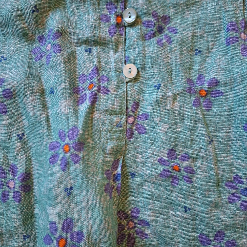 Gudrun Sjoden Long Sleeve Boho Relaxed Lounge Tunic Teal Purple Floral Medium - Picture 7 of 7